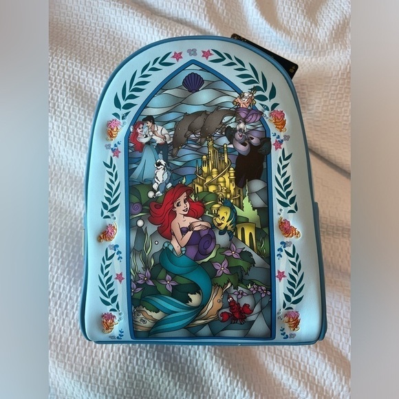 Loungefly Disney Exclusive Little Mermaid Stained Glass Mini Backpack Bag NWT main image 13